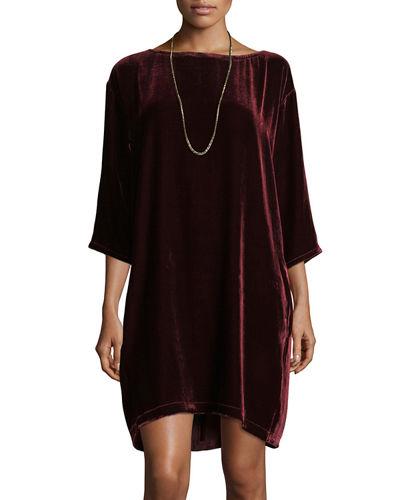 eileen fisher blue velvet dress