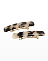 L Erickson Mini Classic Rectangle Barrettes, Set Of 2 In Ivory Tokyo