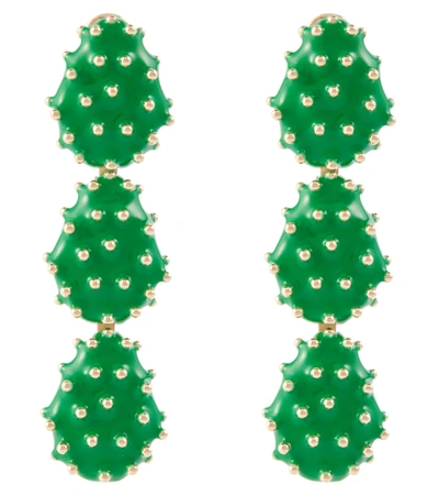 Bottega Veneta Cactus Gold-plated And Enamel Drop Earrings In Green Multi