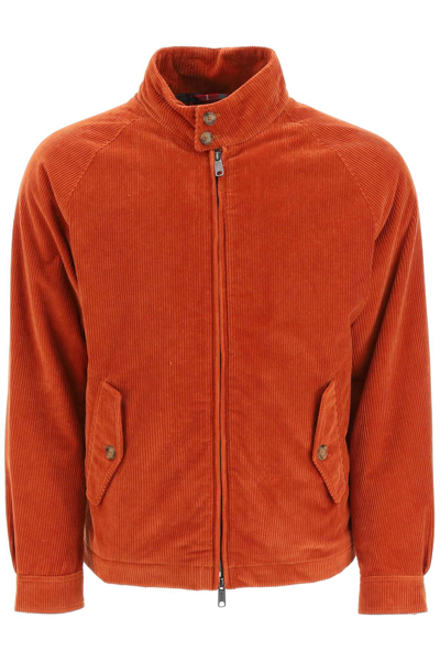 Baracuta G4 Corduroy Harrington Jacket In Orange