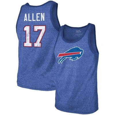 Majestic Men's  Threads Josh Allen Royal Buffalo Bills Name & Number Tri-blend Tank Top