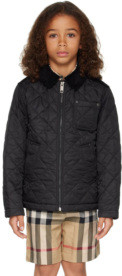 Burberry Kid's Renfred Cord Quilted Jacket In Black