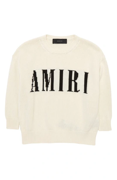 Amiri Kids' Intarsia-knit Cotton And Cashmere Sweater In Natural
