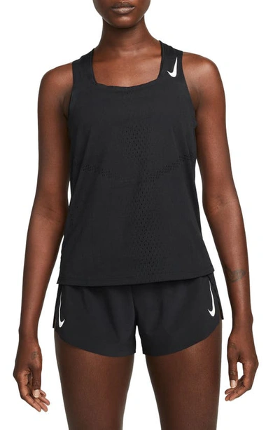 Nike Dri-fit Adv Aeroswift Racing Singlet In Black/white