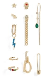 Open Edit Initial Charm 10-pack Earring Party Set In Multi- Gold- D