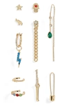 Open Edit Initial Charm 10-pack Earring Party Set In Multi- Gold- I