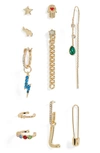 Open Edit Initial Charm 10-pack Earring Party Set In Multi- Gold- L