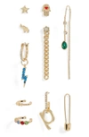 Open Edit Initial Charm 10-pack Earring Party Set In Multi- Gold- P