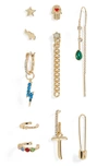 Open Edit Initial Charm 10-pack Earring Party Set In Multi- Gold- T