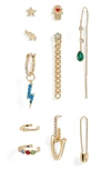 Open Edit Initial Charm 10-pack Earring Party Set In Multi- Gold- V