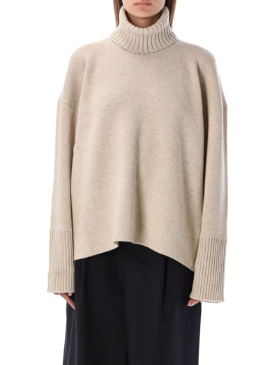 Proenza Schouler Oversized Turtleneck Sweater In Sand Brown
