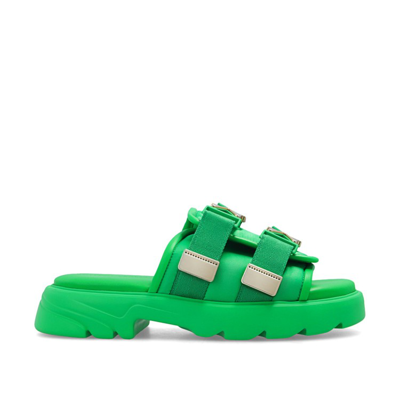 Bottega Veneta Flash Rubber And Canvas Sandals In Green