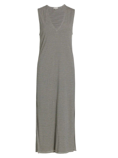 Rag & Bone Michal Knit Striped Midi Muscle Dress In Navy Multi