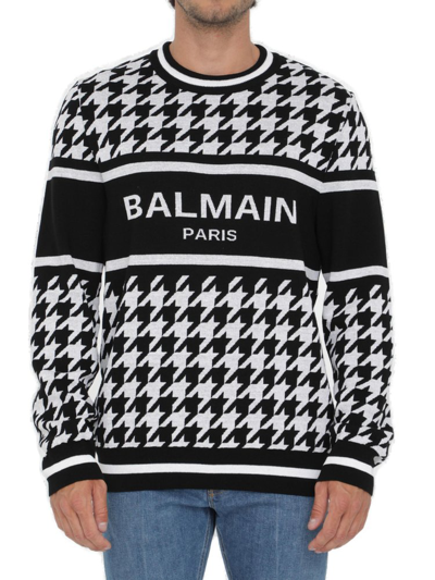 Balmain Crewneck Jumper With Logo In Multi-colored