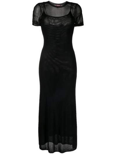 Staud Layered Gem Dress In Black