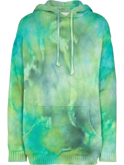 Camp High Tie-dye Knitted Hoodie In Green ModeSens