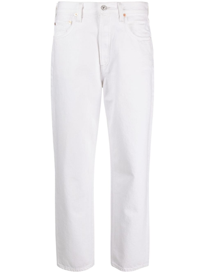 Citizens Of Humanity Cropped Tapered Jeans In Soft White Off