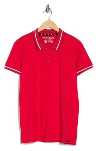 X-ray Pipe Trim Knit Polo In Fiery Red