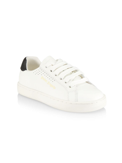 Palm Angels Kid's Logo Leather Low-top Sneakers, Toddler/kids In White