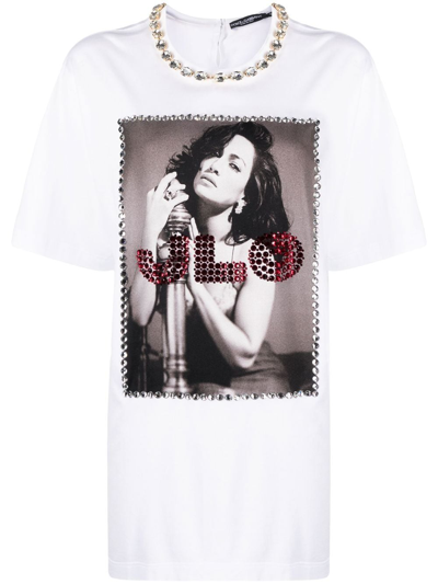Dolce & Gabbana White Photograph Print Cotton T-shirt