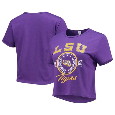 Zoozatz Purple Lsu Tigers Core Laurels Cropped T-shirt