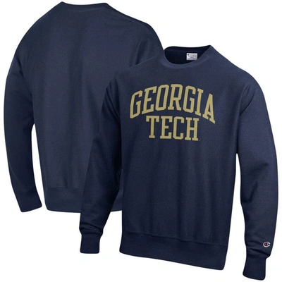 Champion Navy Georgia Tech Yellow Jackets Arch Reverse Weave Pullover Sweatshirt
