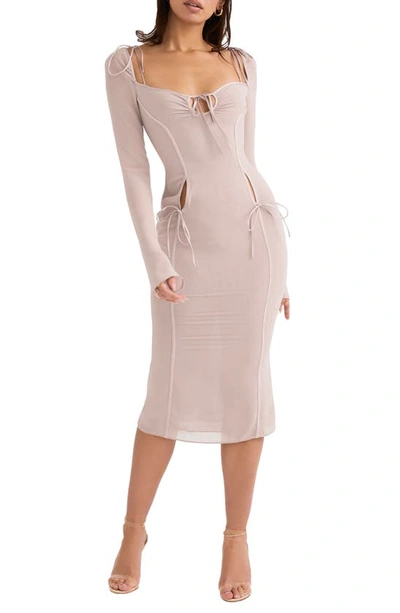 House Of Cb Ophelia Georgette Cutout Midi Dress In Crystal