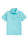 Vineyard Vines Kids' St. Jean Stripe Sankaty Performance Polo In Turqs Tejeda/ Wht Cap