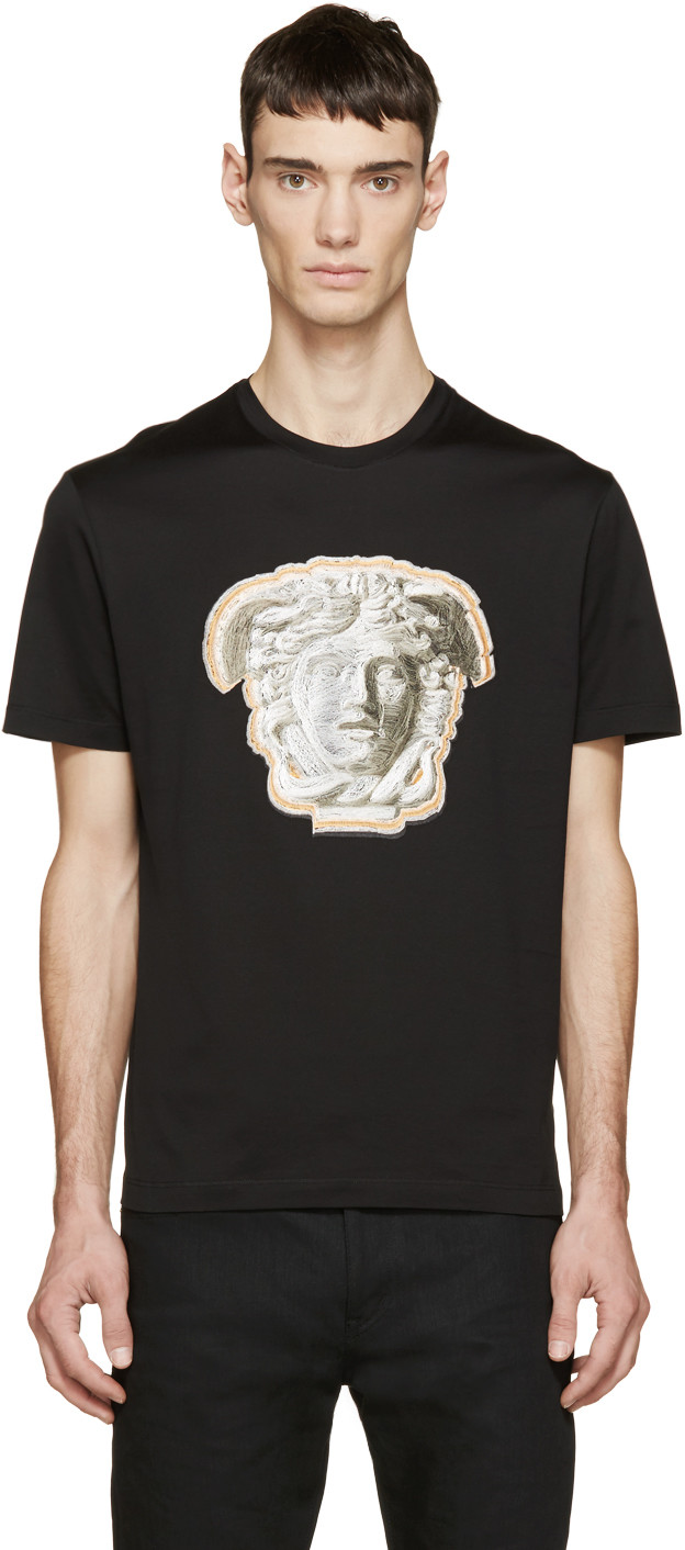 Versace Black Medusa Statue T-shirt In Nero | ModeSens