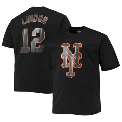 Fanatics Branded Francisco Lindor Black New York Mets Big & Tall Logo T-shirt