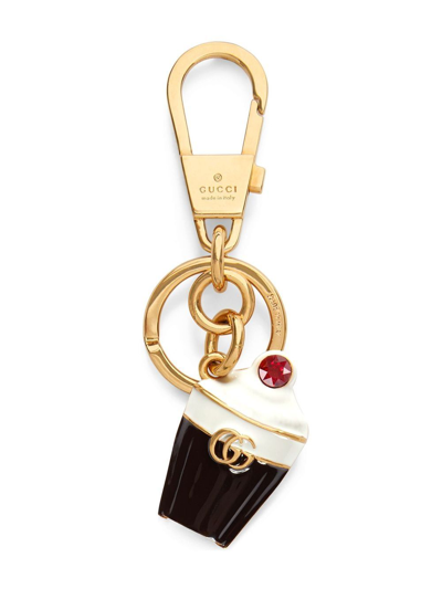 Gucci Double G Enamel Ice Cream Keychain In Gold