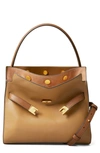 Tory Burch Lee Radziwill Small Leather Double Bag In Tiramisu