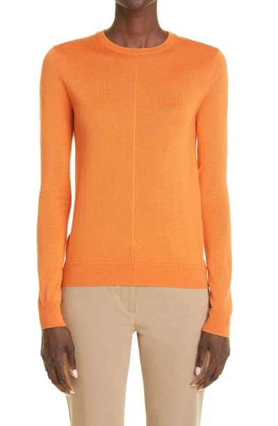 St. John Seam Detail Wool & Silk Jersey Sweater In Orange