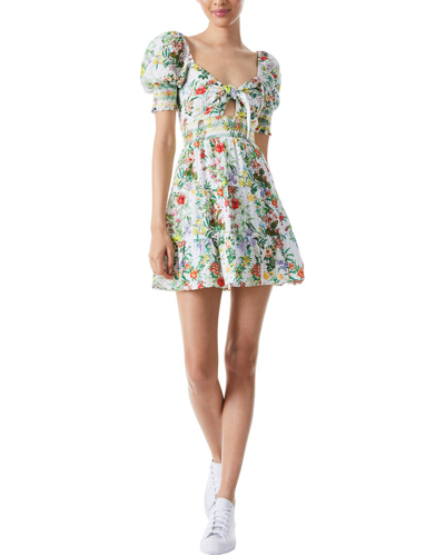 Alice And Olivia Kristie Floral-print Broderie Anglaise Mini Dress In Nocolor