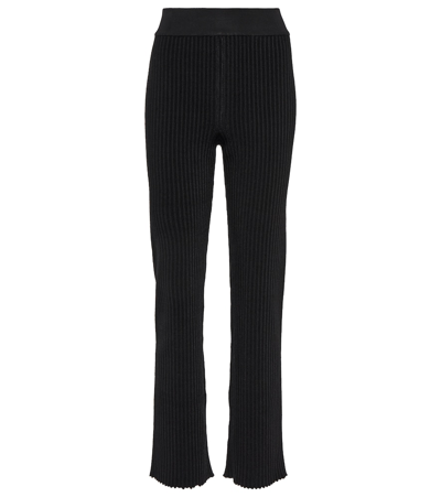 Alaïa Ribbed-knit Straight-leg Trousers In Noir Alaia