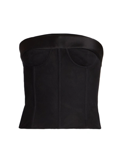 Maison Margiela Strapless Silk-embellished Corset In Black