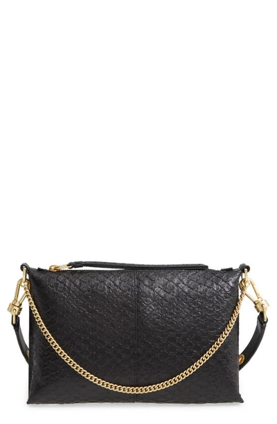 Allsaints Eve Leather Crossbody Bag In Black Python