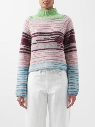The Elder Statesman Mix N Marl Mock-neck Cropped Cashmere Sweater In Pink
