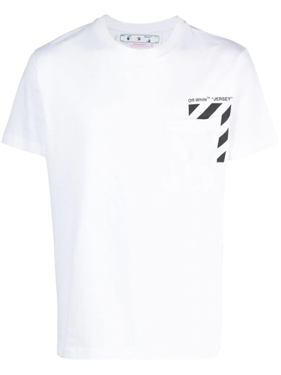 Off-white Diag-stripe Cotton T-shirt In White