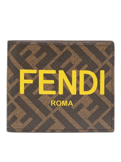Fendi Ff Fabric Bifold Wallet In Brown