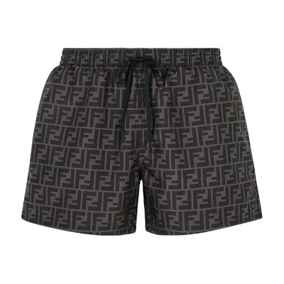 Fendi Monogram-print Regular-fit Swim Shorts In Black