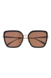 Celine 58mm Butterfly Sunglasses In Shiny Black / Brown