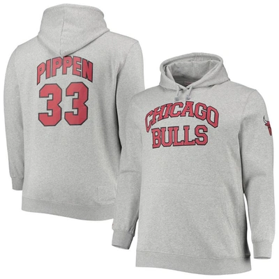 Mitchell & Ness Scottie Pippen Heathered Gray Chicago Bulls Big & Tall Name & Number Pullover Hoodie