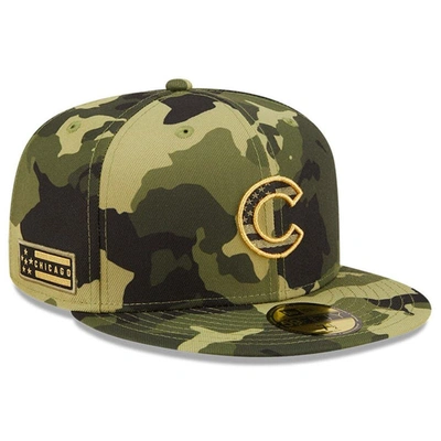 New Era Camo Chicago Cubs 2022 Armed Forces Day On-field 59fifty Fitted Hat