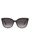 Tiffany & Co 55mm Gradient Cat Eye Sunglasses In Black/ Grey Gradient