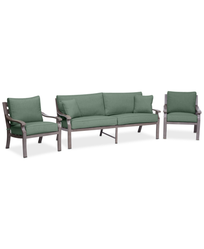 Agio Tara Aluminum Outdoor 3-pc. Seating Set (1 Sofa & 2 Rocker Chairs), Created For Macy's In Outdura Grasshopper
