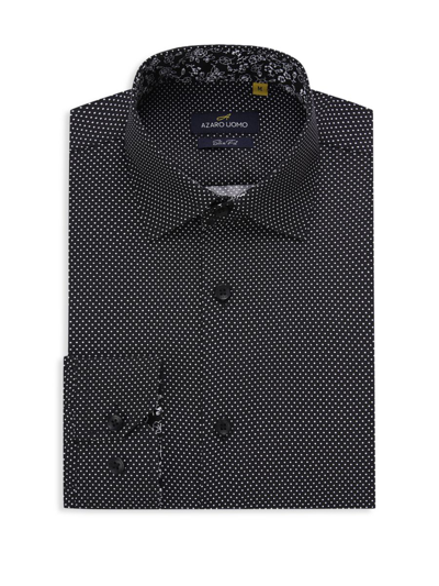 Azaro Uomo Men's Business Geometric Long Sleeve Button Down Shirt In Black