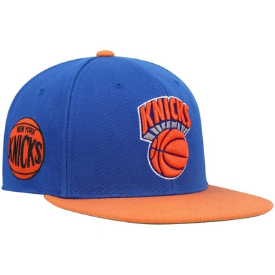 Mitchell & Ness Men's  Blue And Orange New York Knicks Hardwood Classics Snapback Hat In Blue,orange