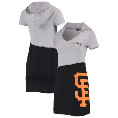 Refried Apparel Women's  Heathered Gray, Black San Francisco Giants Hoodie Dress In Heathered Gray,black