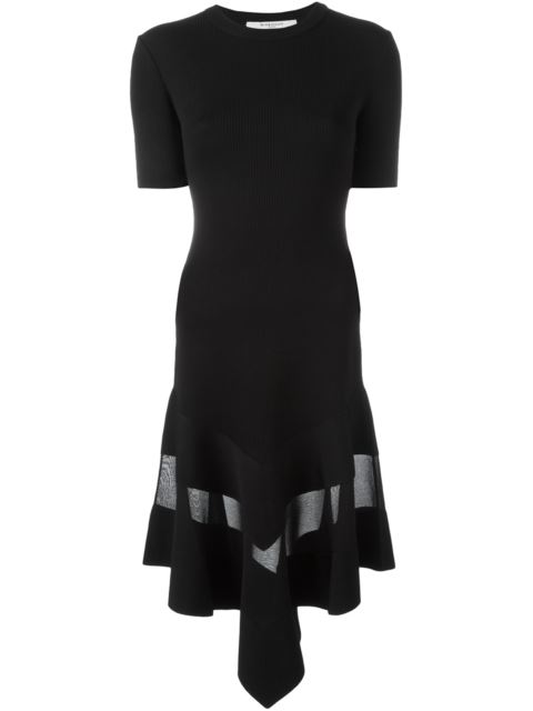 Givenchy Woman Organza-paneled Dress In Black Ribbed-knit Black | ModeSens